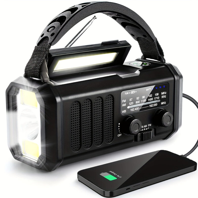 Portable Emergency Radio with Solar Power (10000mAh)