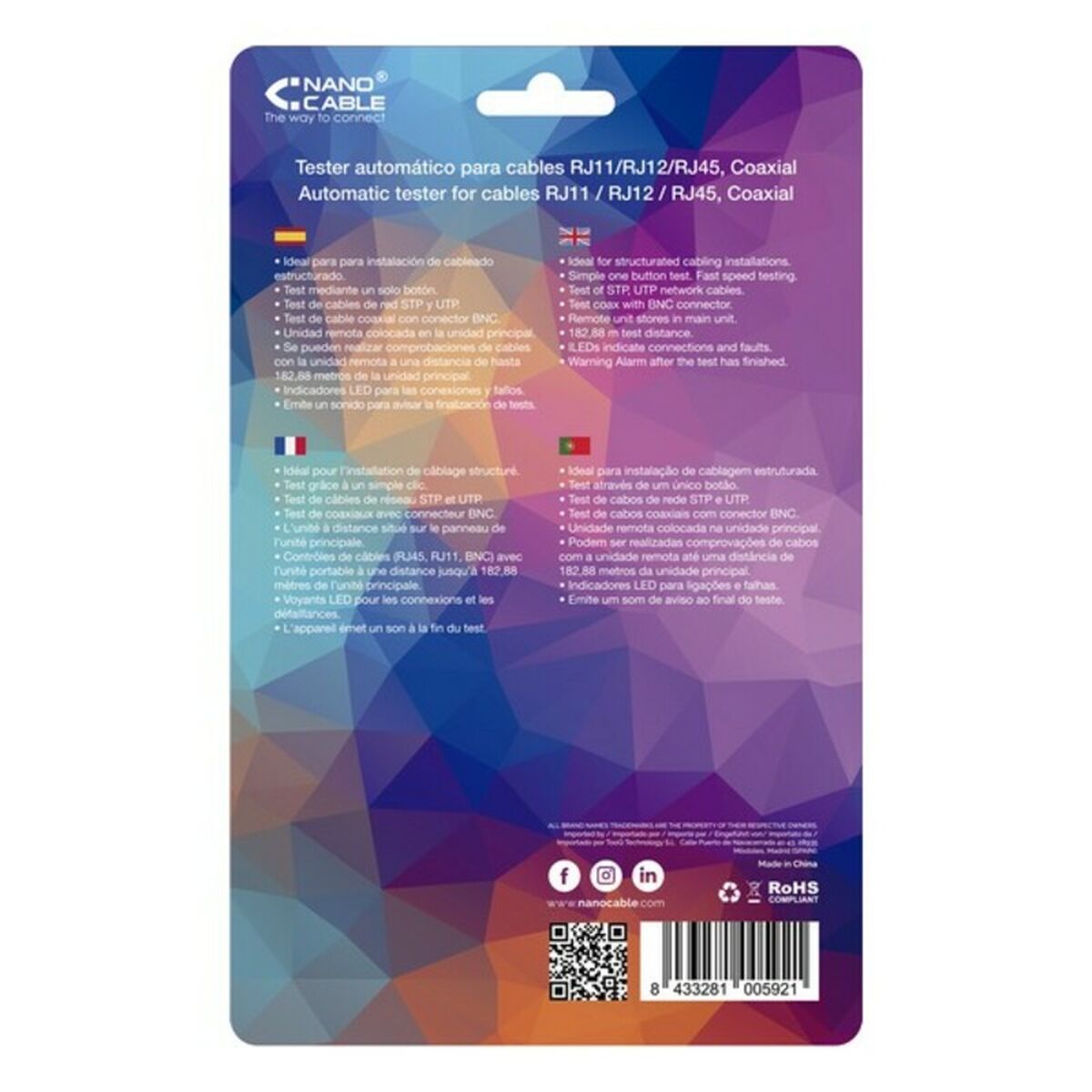 UTP Category 6 Rigid Network Cable RJ11/RJ12/RJ45, coaxial NANOCABLE 10.31.0303 White/Black - Image 2