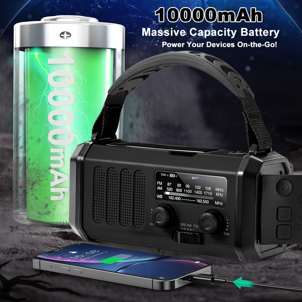 Portable Emergency Radio with Solar Power (10000mAh) - Image 2