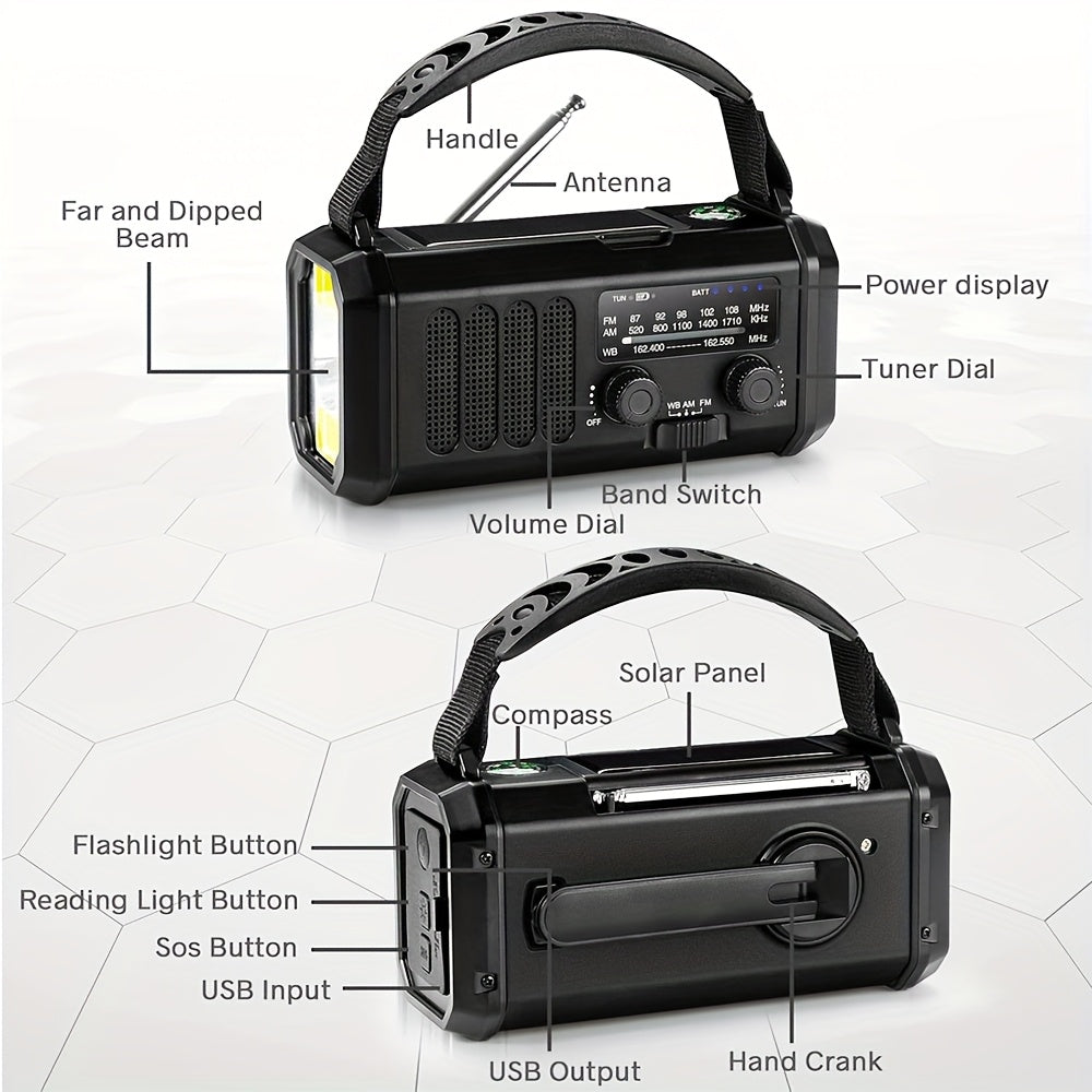 Portable Emergency Radio with Solar Power (10000mAh) - Image 3